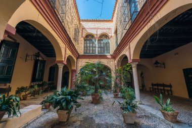 Sevilla, Es - 9 Mart 2017: Casa de los Pinelo, İspanya'nın Endülüs şehrinin tarihi merkezinde yer alan bir Rönesans binasıdır..