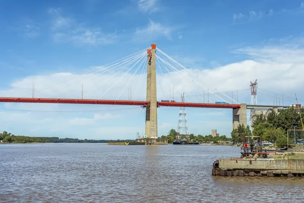 Zarate Brazo Largo Broarna Två Snedkabelbro Väg Och Järnvägsbroar Argentina — Stockfoto