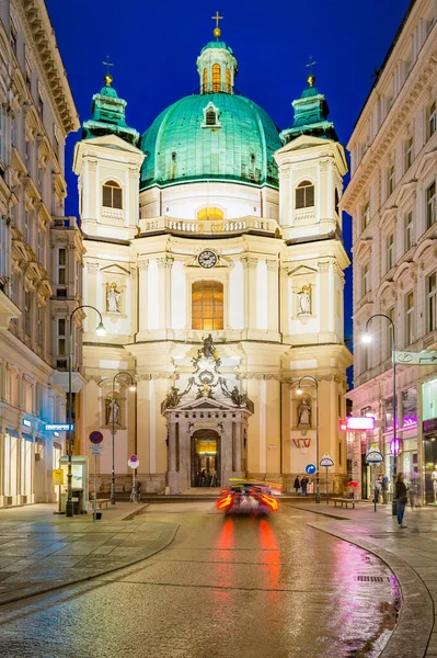 Peterskyrkan Barockkatolsk Församlingskyrka Wien Österrike — Stockfoto