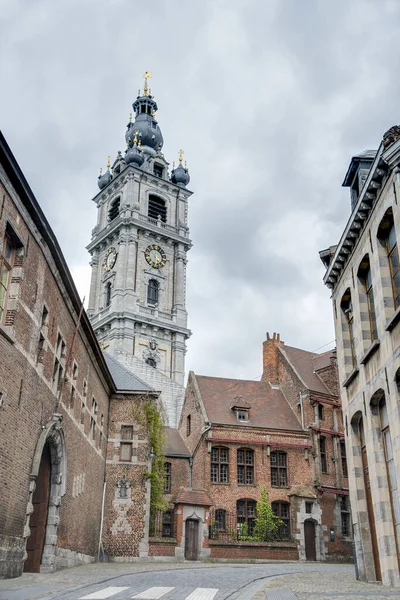 Klockstapeln Mons Ett Klocktorn Belgien Och Frankrike Grupp Historiska Byggnader — Stockfoto