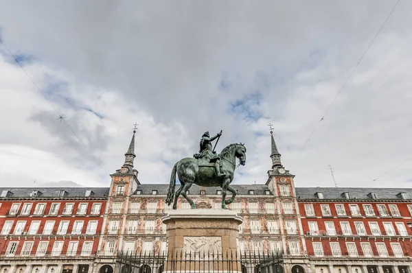 Estatua Bronce Del Rey Felipe Iii Centro Plaza Creada 1616 —  Fotos de Stock