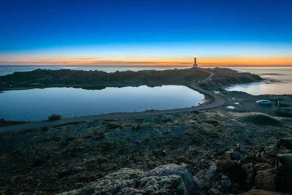 Nascer Sol Favaritx Farol Ilha Minorca Costa Nordeste Ilhas Baleares — Fotografia de Stock