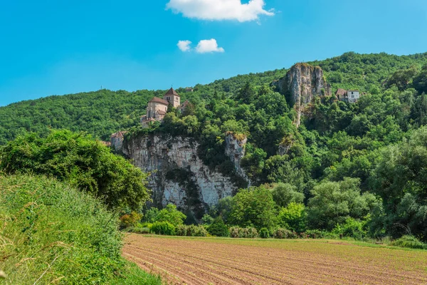 Saint Cirq Lapopie Członkiem Stowarzyszenia Les Beaux Wioski France Najpiękniejszych — Zdjęcie stockowe