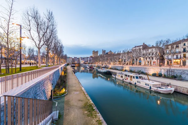 Narbonne France February 2016 Canal Robine Passing City Narbonne Languedoc — Stock Photo, Image