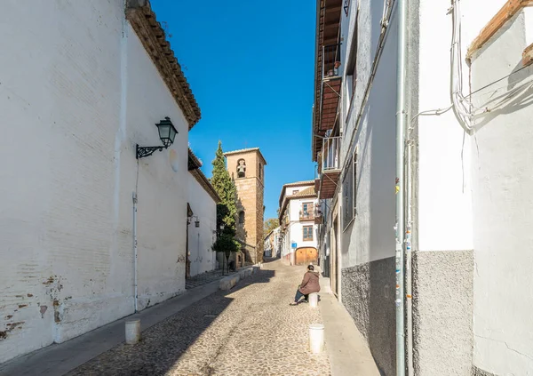 Ulice Dzielnicy Albaicin Granadzie Andaluzja Hiszpania — Zdjęcie stockowe