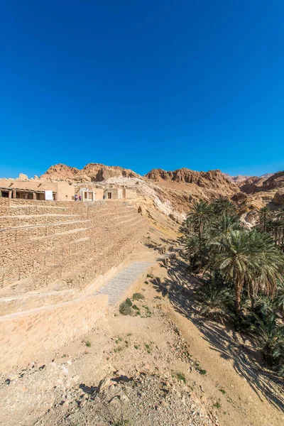 Chebika Março 2017 Chebika Oasis Fica Sopé Das Montanhas Djebel — Fotografia de Stock