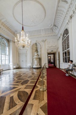 Salzburg, Avusturya - 31 Temmuz 2014: Salzburg Sarayı Domplatz ve Residenzplatz yer almaktadır ve yapıldı Residenz Salzburg başpiskoposlar yüzyıllardır ev.