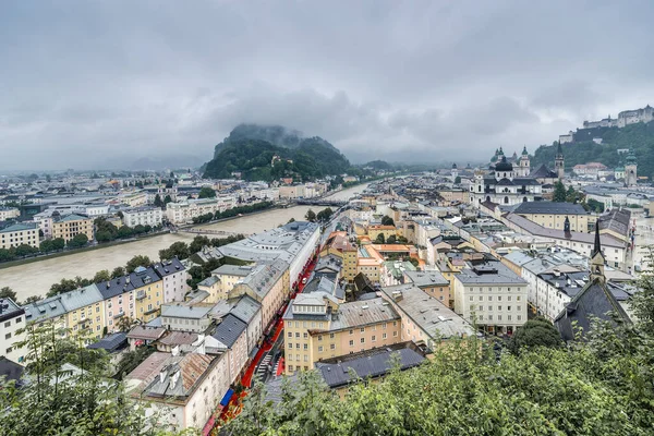 Salzburg Rakousko Července 2014 Celkový Pohled Salzburg Nahlíženo Hlediska Monchsberg — Stock fotografie