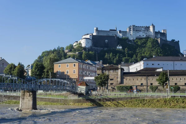 Salzburg Αυστρια Αυγουστου 2014 Γέφυρα Μότσαρτ Mozartsteg Απέναντι Από Τον — Φωτογραφία Αρχείου