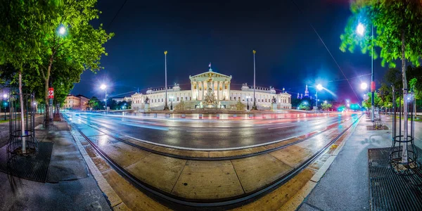 Den Österrikiska Parlamentsbyggnaden Parlamentsgebaude Wien Där Två Kamrarna Det Österrikiska — Stockfoto