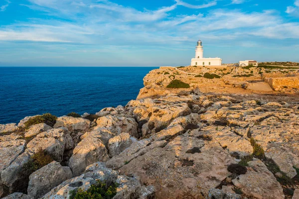 Sunset Cavalleria Lighthouse Minorca Island Northern Shore Balearic Islands Spain — Stock Photo, Image