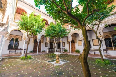 Sevilla, Es - 9 Mart 2017: Casa de los Pinelo, İspanya'nın Endülüs şehrinin tarihi merkezinde yer alan bir Rönesans binasıdır..