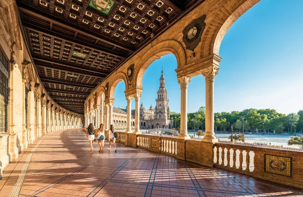 Seville Juli 2017 Plaza Espana Ist Ein Architektonisches Ensemble Maria — Stockfoto