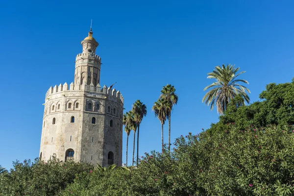 Gold Tower Torre Del Oro Dodecagonal Military Watchtower Seville Southern — Stock Photo, Image