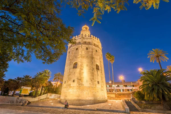 Seville Marzo 2017 Torre Del Oro Sevilla Una Torre Albarrana —  Fotos de Stock