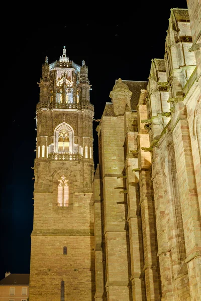 Piaskowiec Czerwony Katedra Rodez Cathedrale Notre Dame Rodez Midi Pireneje — Zdjęcie stockowe