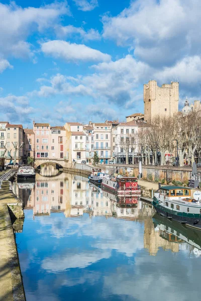 Narbonne Francia Febbraio 2016 Pont Des Marchands Canal Robine Narbonne — Foto Stock