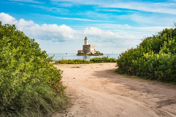 Bocca Island Lighthose Seen Lido Del Sole Beach Sardinia Italy — Stock Photo, Image