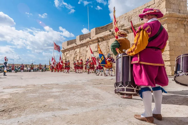 Birgu Nov Guardia Reencenação Retratando Inspeção Forte Sua Guarnição Pelo — Fotografia de Stock