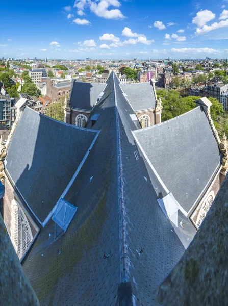 Westerkerk Západní Kostel Čtvrti Jordaan Břehu Kanálu Prinsengracht Amsterdamu Nizozemsko — Stock fotografie