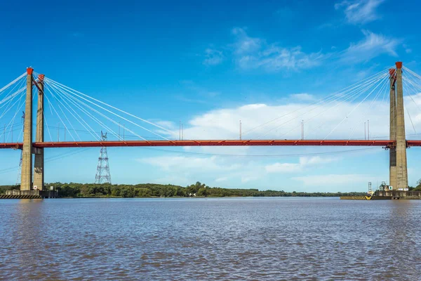 Iki Askılı Yol Köprü Arjantin Parana Nehri Zarate Buenos Aires — Stok fotoğraf