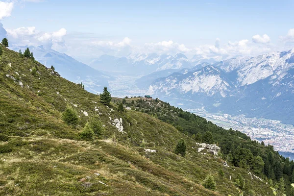 Inn River Valley Set Fra Bjerg Skiområdet Patscherkofel Tyrol Regionen - Stock-foto