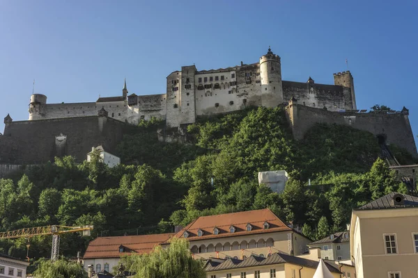 Замок Хоэнзальцбург Festung Hohensalzburg Буквально Высокая Зальцбургская Крепость Зальцбурге Австрия — стоковое фото