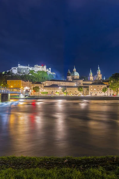 Salzachfloden Väg Genom Staden Salzburg Österrike — Stockfoto