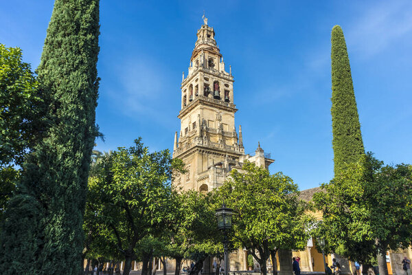 CORDOBA, SPAIN - OCTOBER 30, 2013: The Mosque Cathedral of Cordoba is a medieval Islamic mosque converted into a Roman Catholic Christian cathedral in the Spanish city of Cordoba, Andalusia.