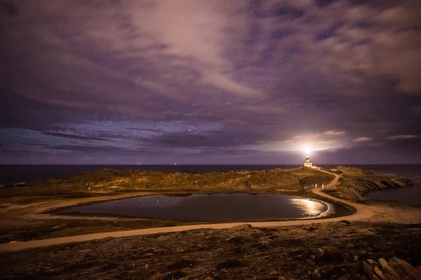 Pôr Sol Favaritx Farol Ilha Minorca Costa Nordeste Ilhas Baleares — Fotografia de Stock