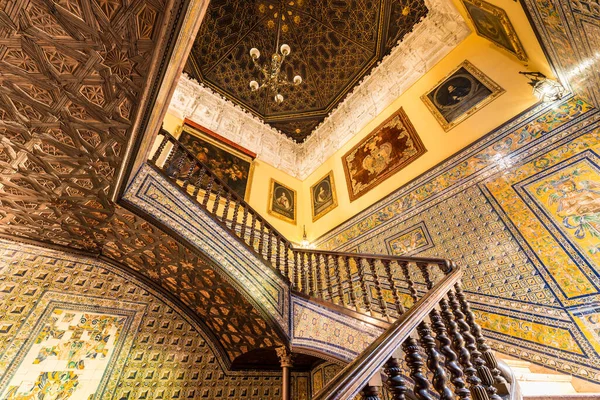 塞维利亚 2017年7月27日 勒布里亚伯爵夫人的宫殿 在塞维利亚 西班牙有一个罗马马赛克的集合 这就是为什么它被认为是 欧洲最好的铺面房子宫殿 — 图库照片