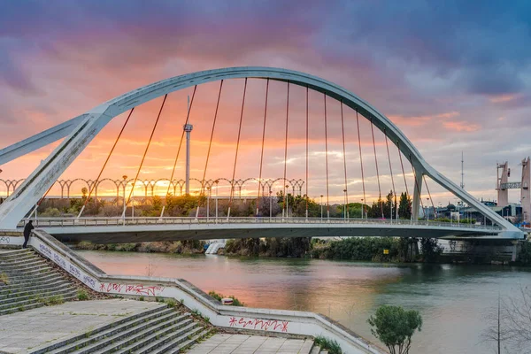 Seville Mart 2017 Barqueta Köprüsü Gerçek Adı Mapfre Köprüsü Olan — Stok fotoğraf