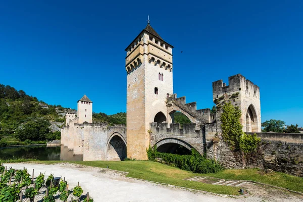 Pont Valentre Talet Sex Span Befäst Sten Bågbro Korsar Floden — Stockfoto