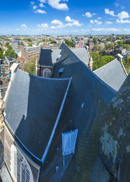 Westerkerk Kościół Zachodni Dzielnicy Jordaan Brzegu Kanałem Prinsengracht Amsterdam Holandia — Zdjęcie stockowe