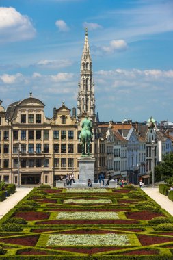 Brussels, Belçika - 13 Haziran 2014: Mount sanat anlamına gelen Kunstberg (Mont des Arts), Merkezi Brüksel, Belçika'tarihi bir site olduğunu.