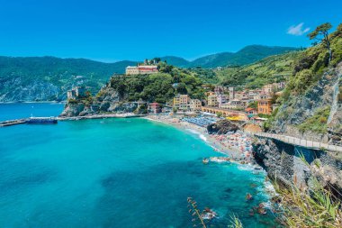 MONTEROSSO, IT - JUNE 26, 2016: Monterosso village within Cinque Terre in Liguria Region, Northern Italy. clipart