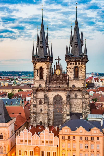 Church God Tyn Gothic Church Dominant Feature Old Town Prague — стоковое фото