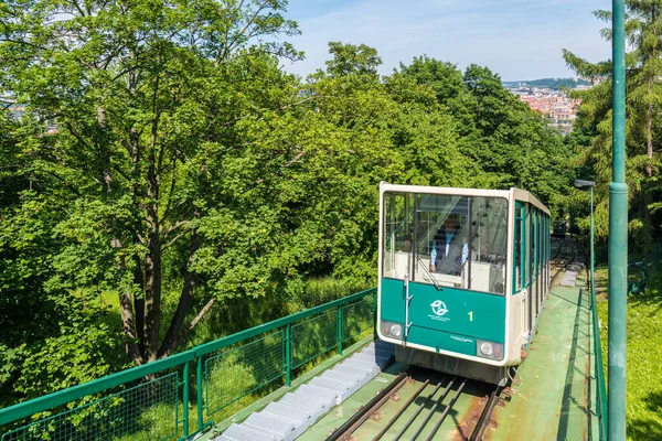 Prague Mai 2015 Funiculaire Petrin Entre Quartier Mala Strana Sommet — Photo