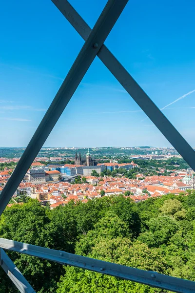 Petřínská Rozhledna Vysoká Ocelová Rámová Věž Petříně Praze — Stock fotografie