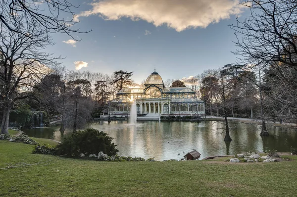 Istana Kristal Palacio Cristal Sebuah Struktur Kaca Dan Logam Yang — Stok Foto