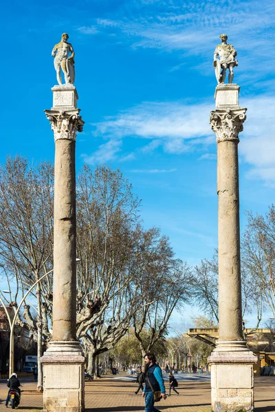 Seville März 2017 Die Alameda Hercules Ist Ein Bedeutender Öffentlicher — Stockfoto