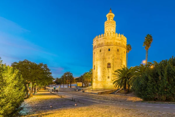 Torre Del Oro Sevilla Una Torre Albarrana Situada Margen Izquierda — Foto de Stock