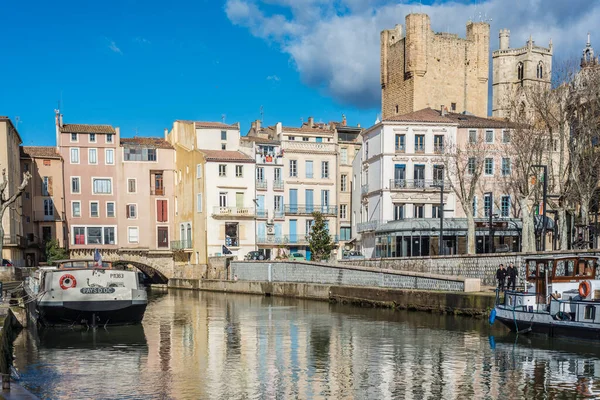 Narbonne France February 2016 Canal Robine Passing City Narbonne Languedoc — Stock Photo, Image