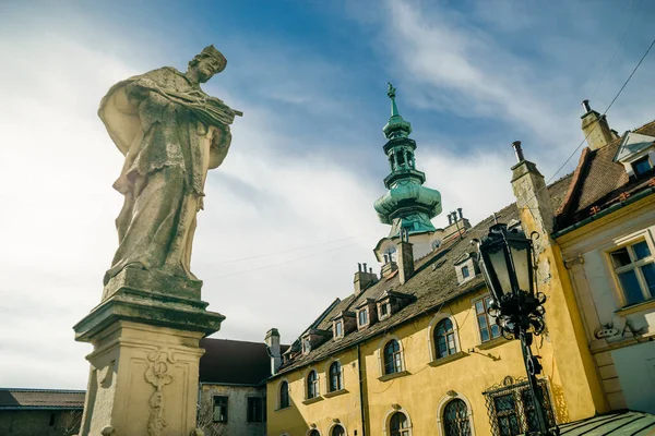 Antigua Escultura Jan Nepomucky Cerca Puerta Michal Bratislava Eslovaquia —  Fotos de Stock