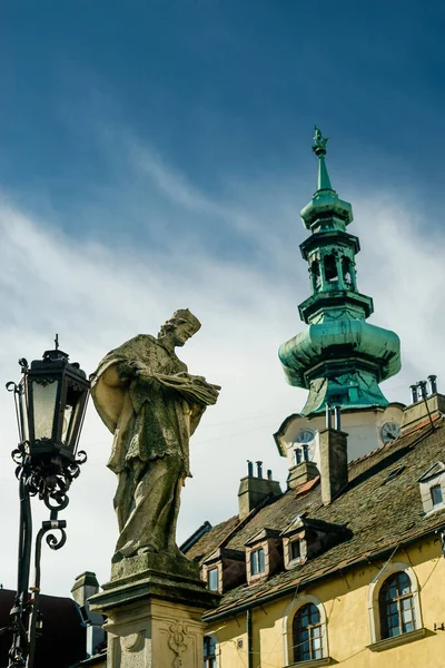 Jan Nepomucky Ősi Szobra Michal Gate Közelében Pozsonyban Szlovákiában — Stock Fotó