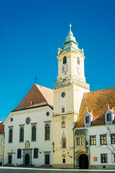 Μπρατισλάβα Σλοβακία Προβολή Της Κεντρικής Πλατείας Της Μπρατισλάβας Δημαρχείο — Φωτογραφία Αρχείου