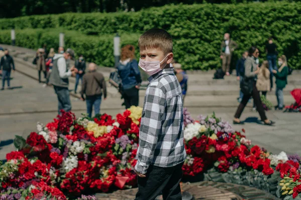 Kiev Oekraïne Mei 2020 Mensen Nemen Deel Aan Viering Van Stockfoto