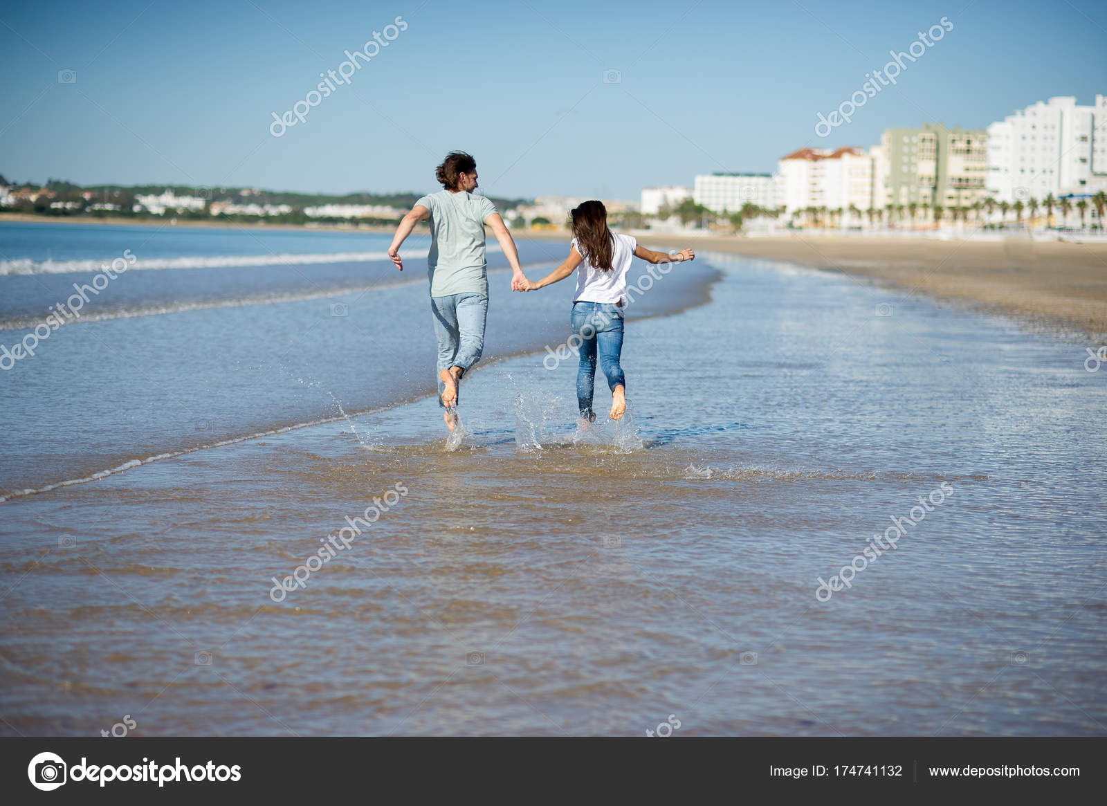 woman running barefoot