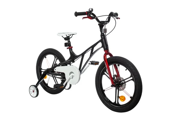 Bicicletta Moderna Bambini Nero Con Telaio Alluminio Complesso — Foto Stock