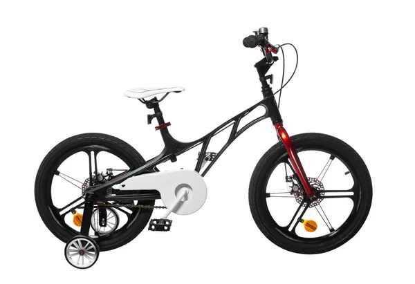 Bicicletta Moderna Bambini Nero Con Telaio Alluminio Complesso — Foto Stock